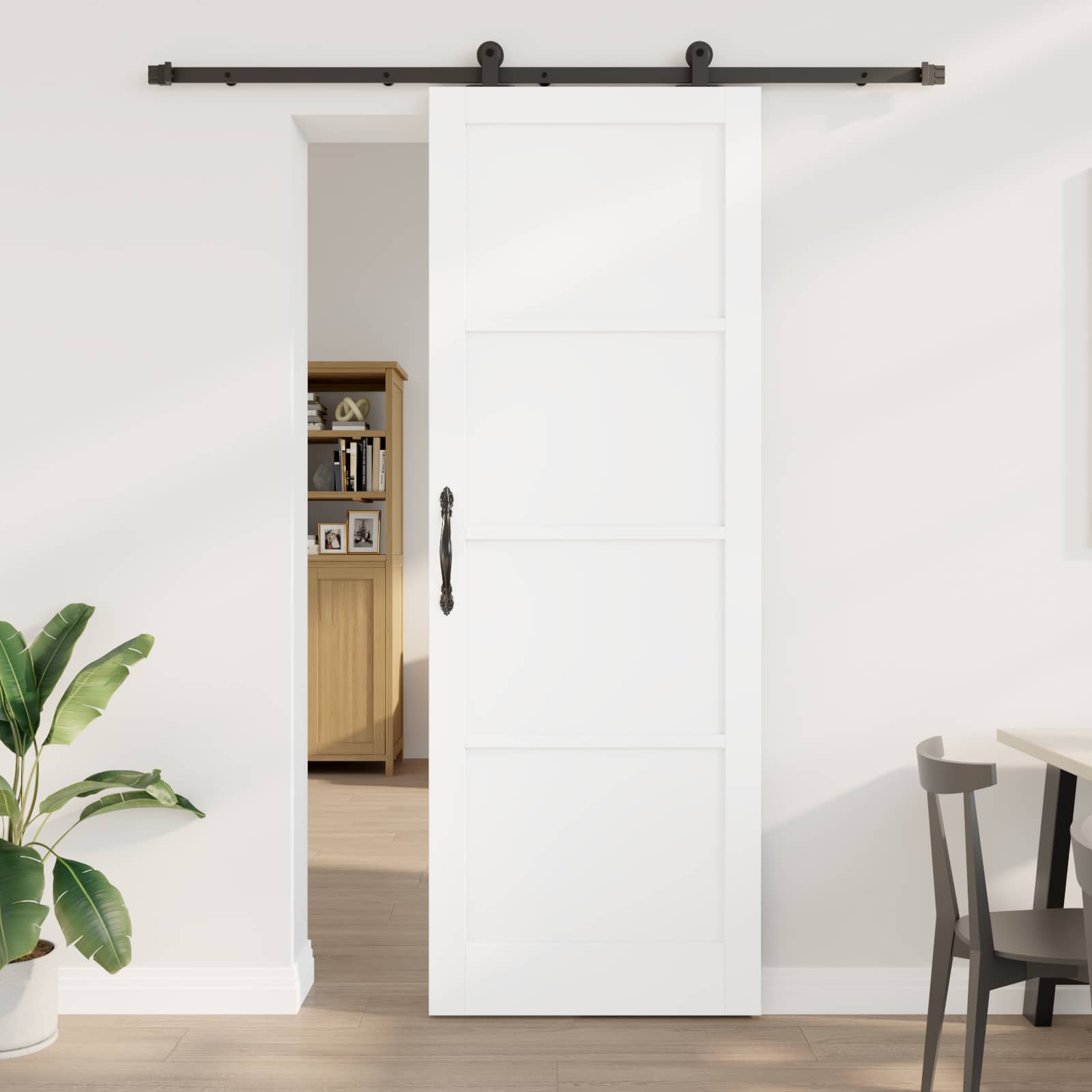 White Sliding Door 83 x 202 cm Solid Pine Wood