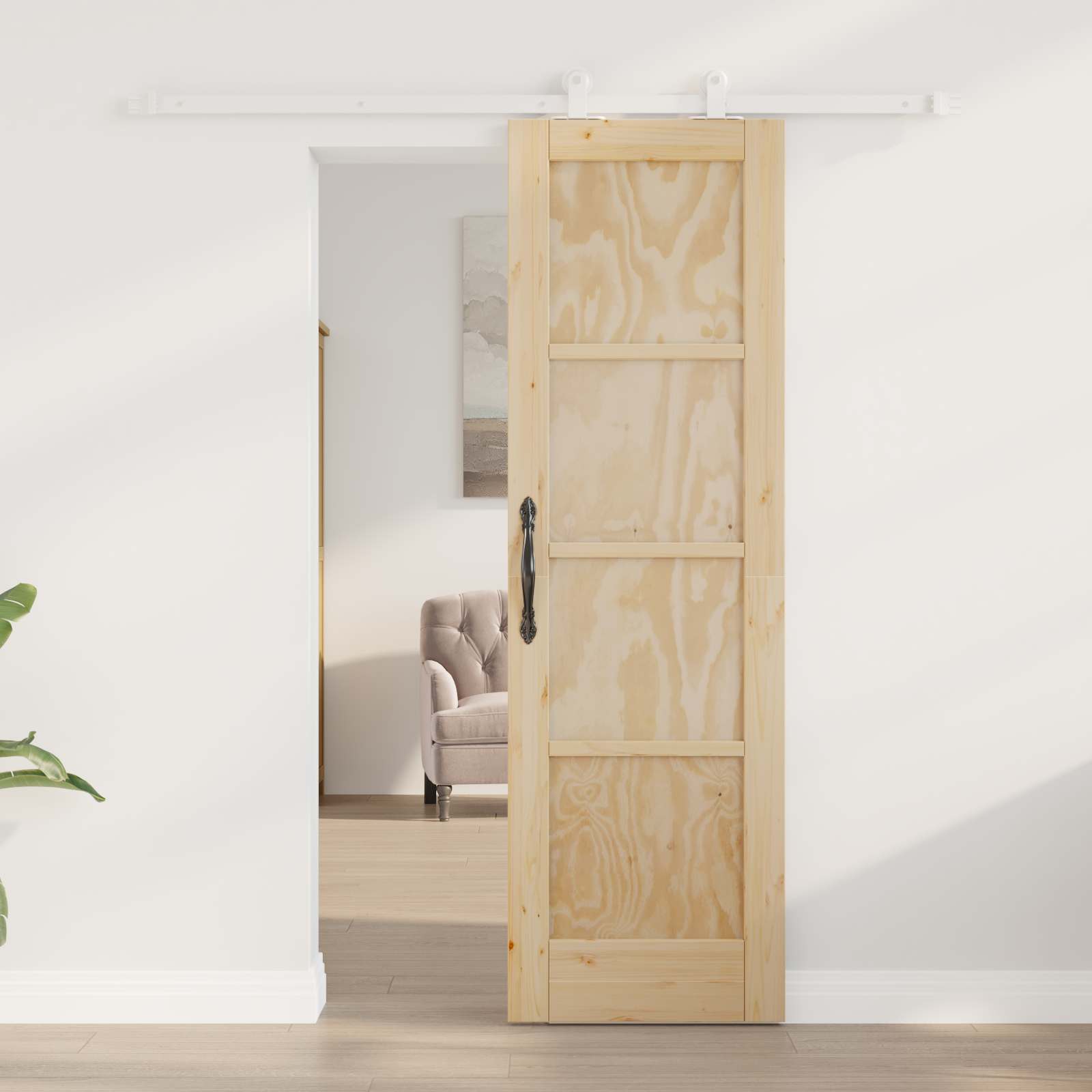 Sliding Door Natural and White 61 x 198.5 cm