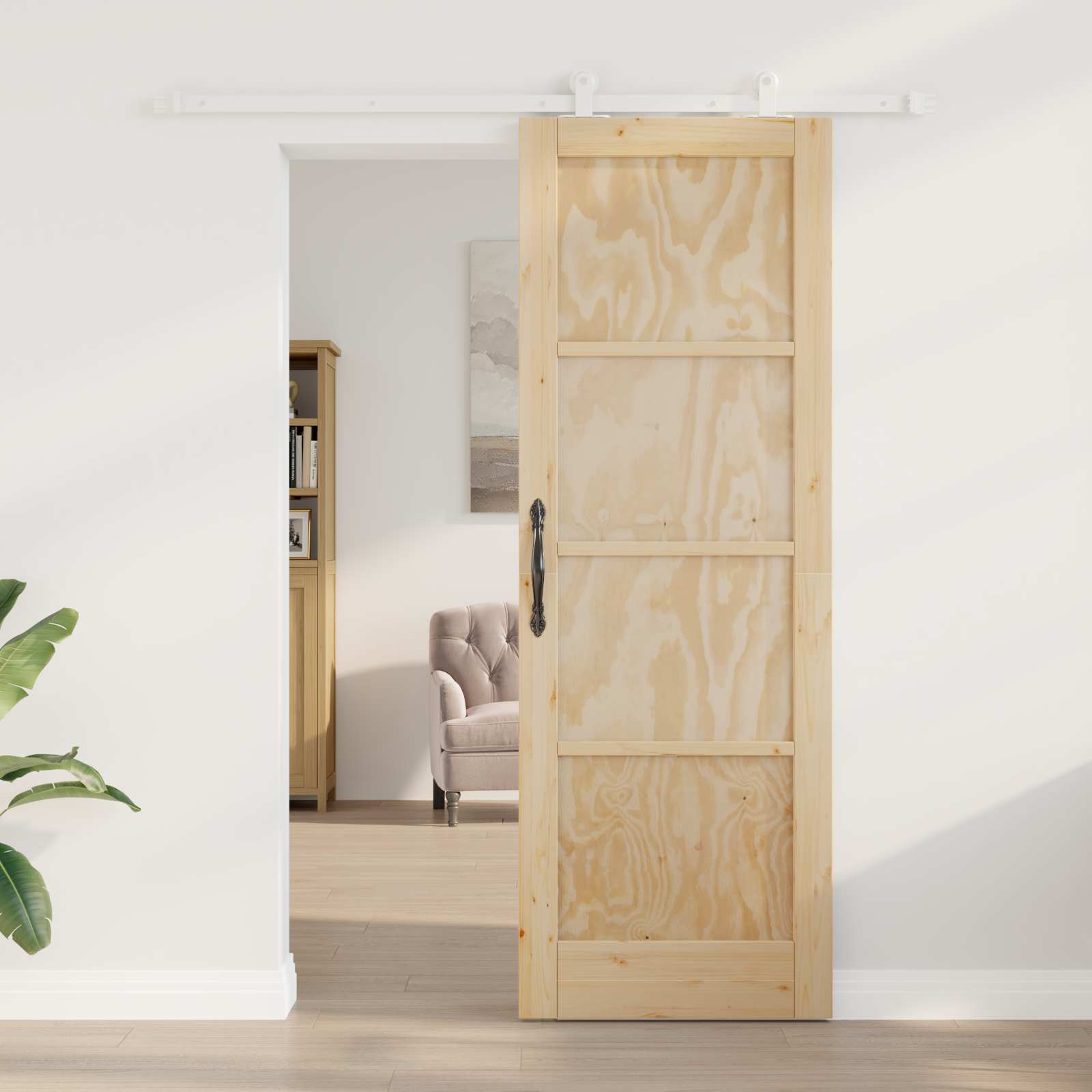 Natural and White Sliding Door 73.5 x 211 cm
