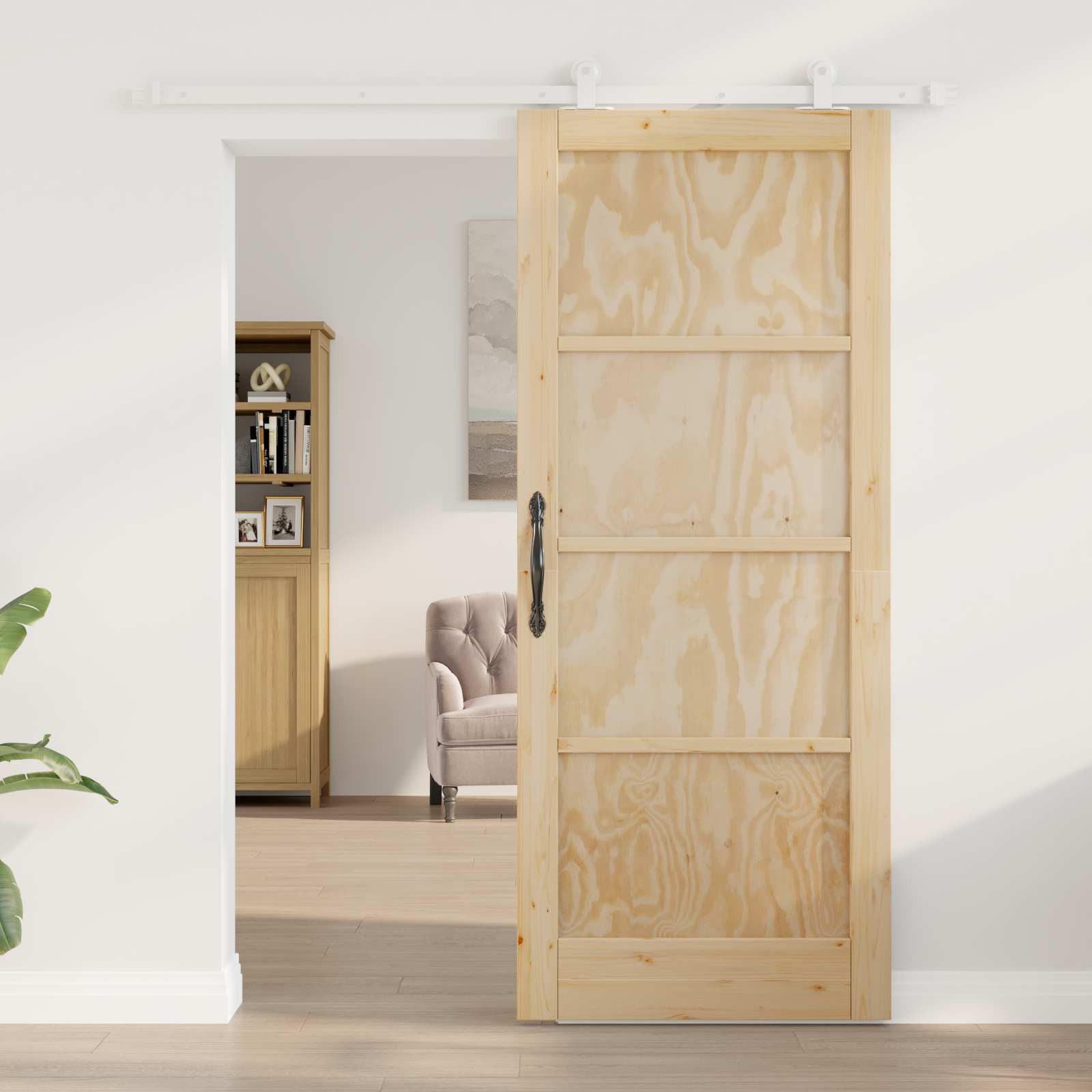 Sliding Door Natural and White 83 x 202 cm