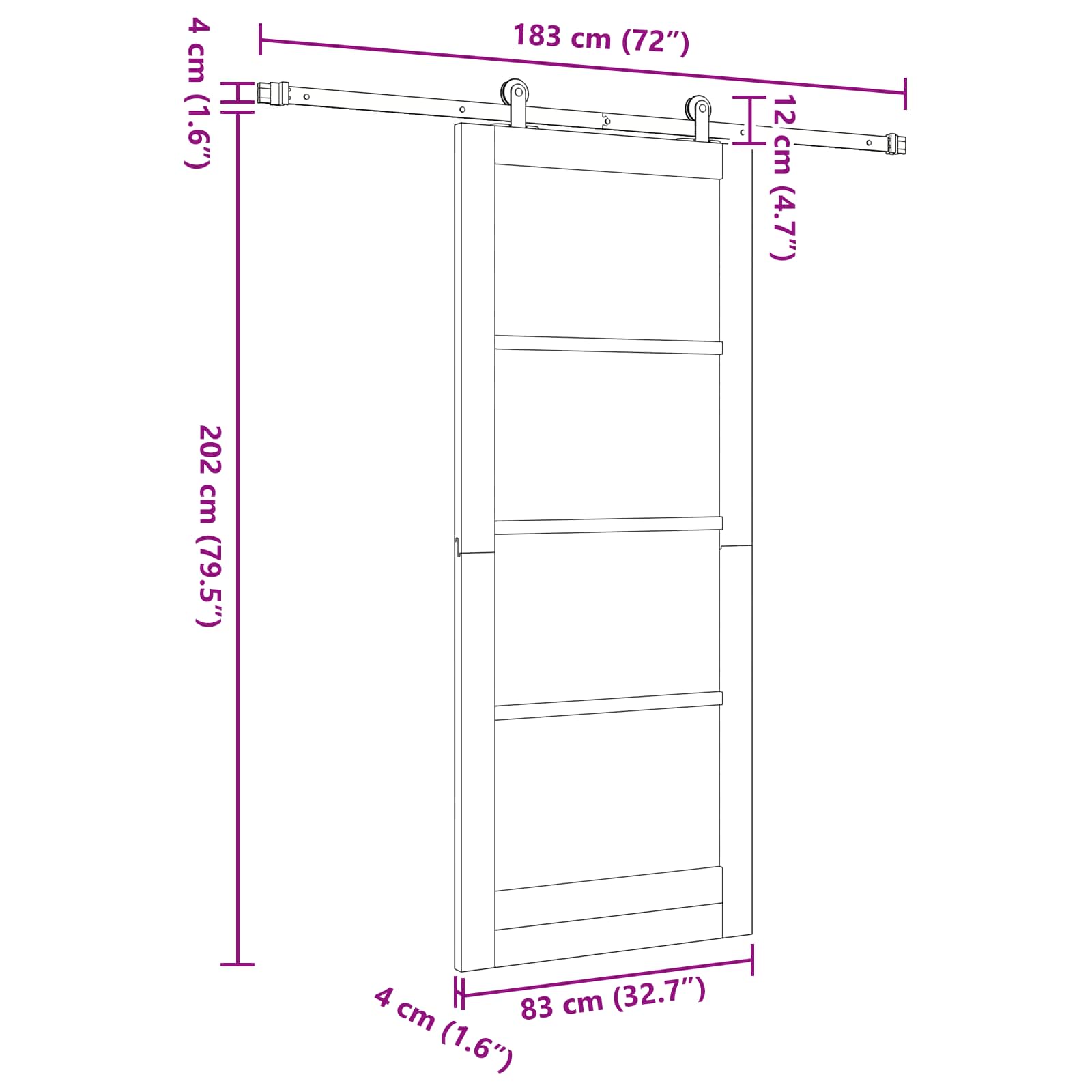 Sliding Door Natural and White 83 x 202 cm