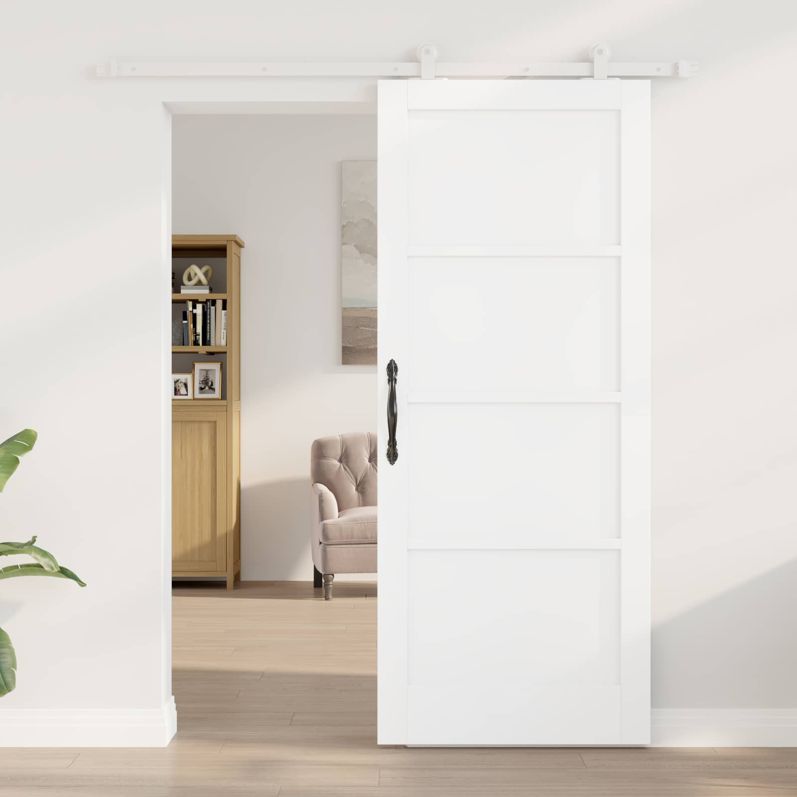 White Sliding Door 83 x 202 cm Solid Pine Wood