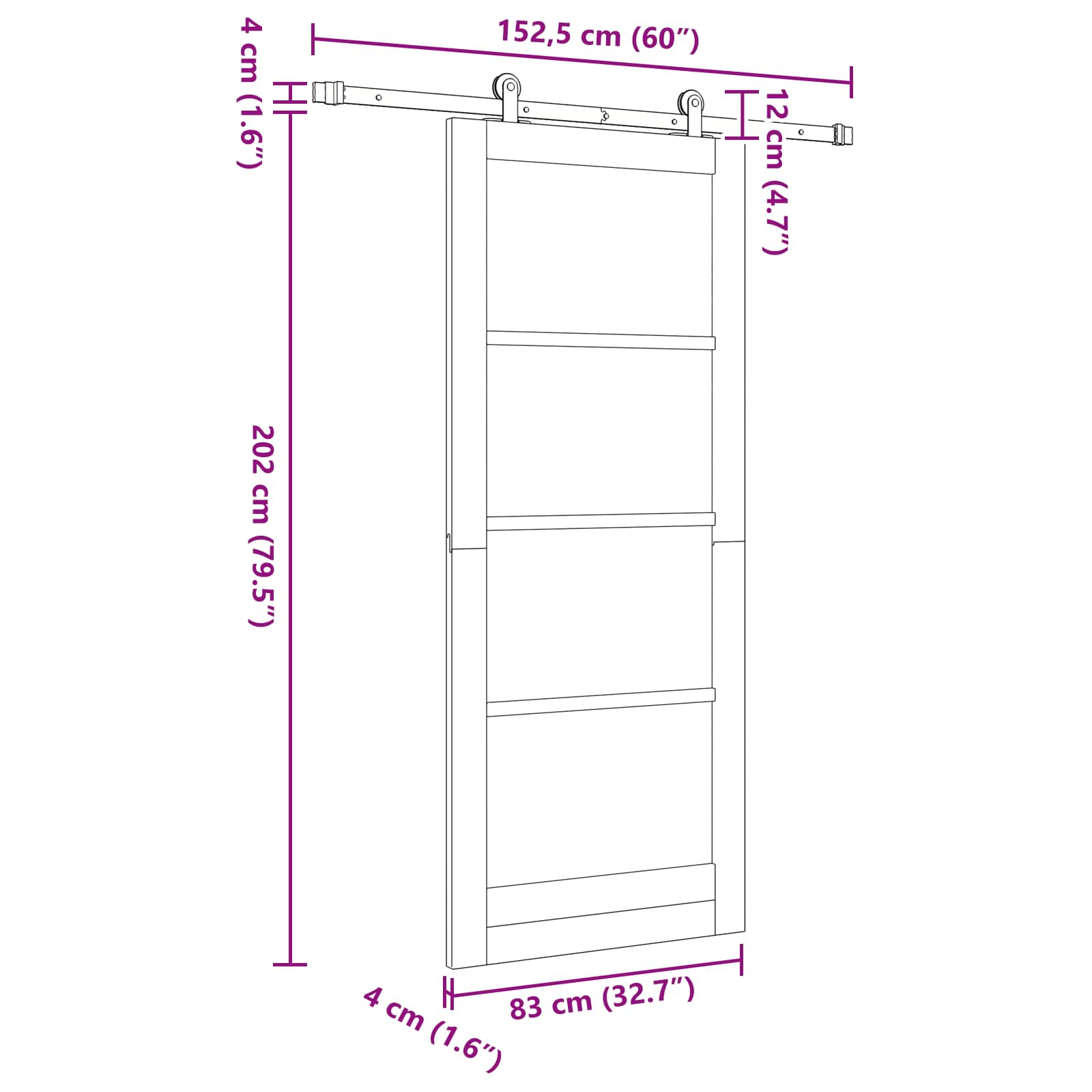 Puerta Corredera ORKDAL Blanco 83 x 202 cm
