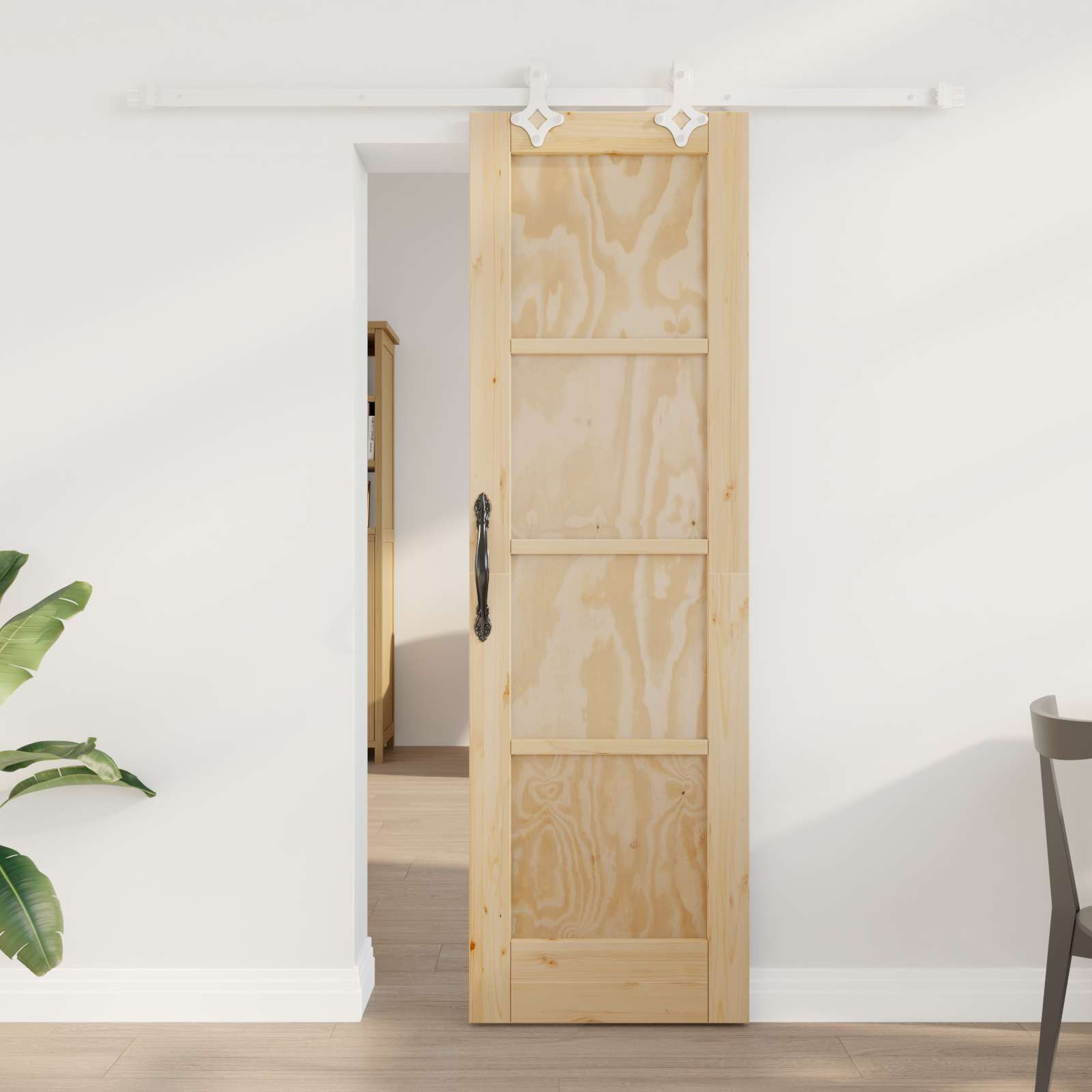 Sliding Door White 83 x 202 cm Solid Pine Wood