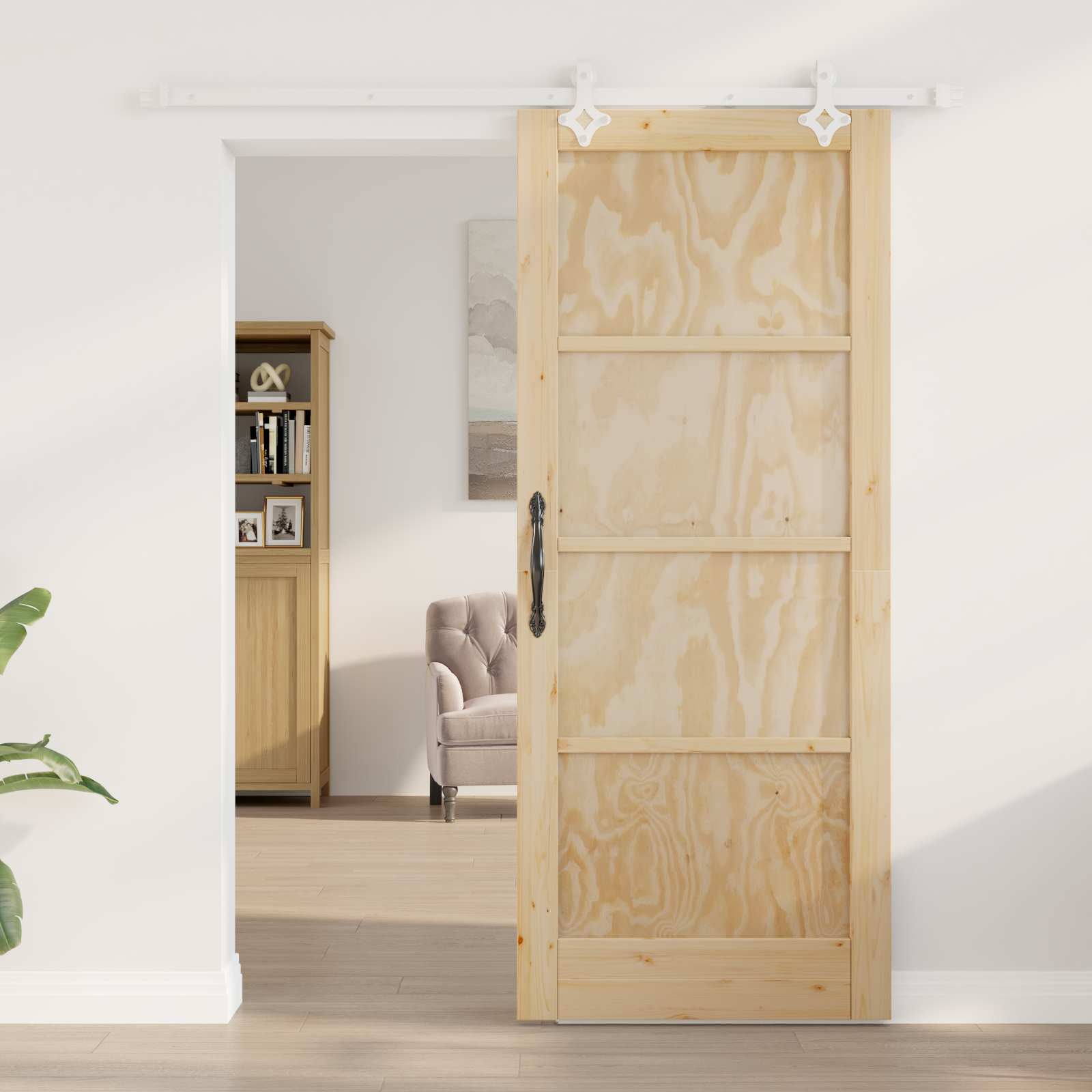Sliding Door Natural and White 83 x 202 cm