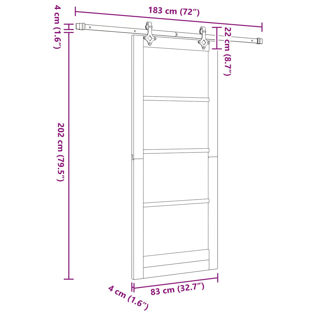 Sliding Door Natural and White 83 x 202 cm