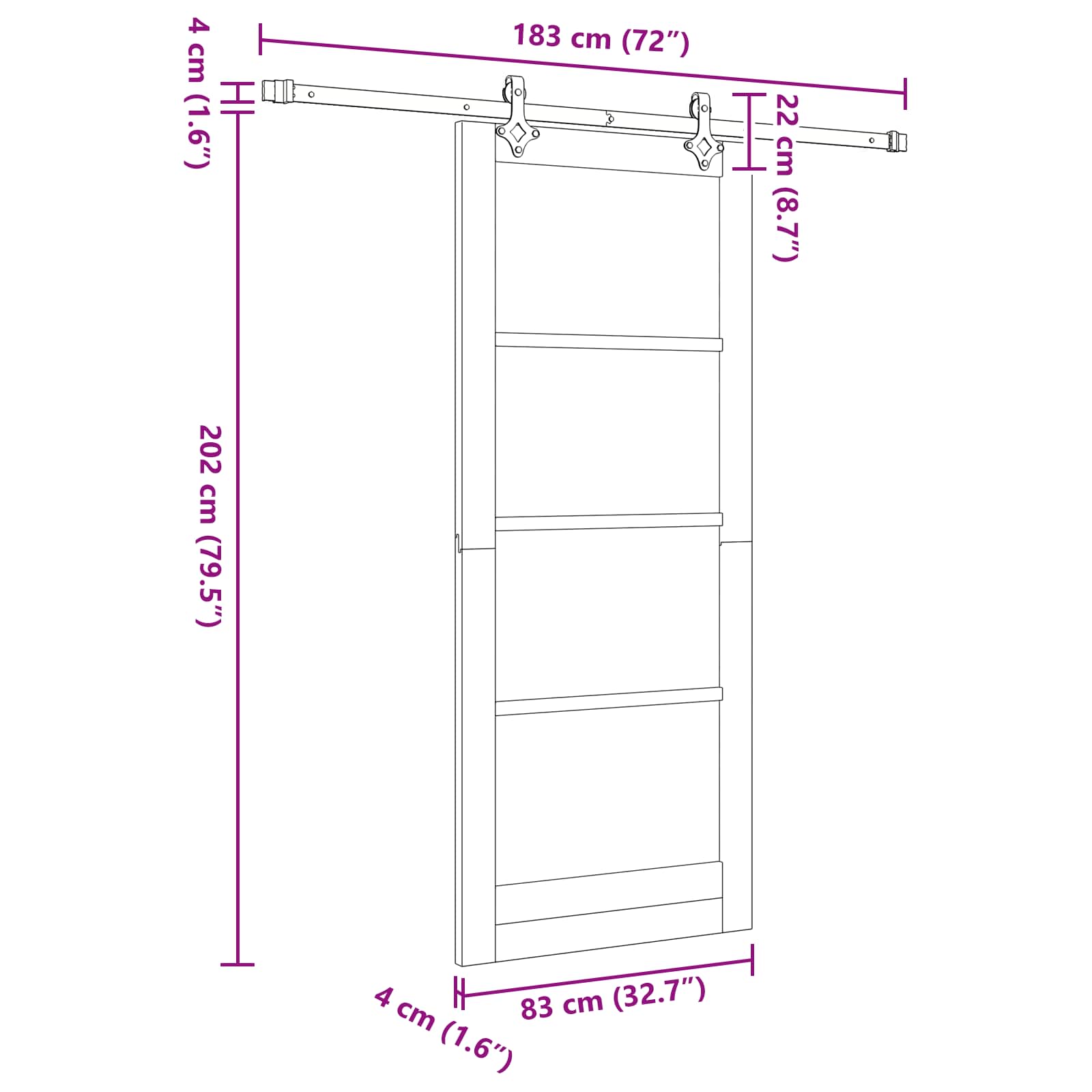 Sliding Door Natural and White 83 x 202 cm