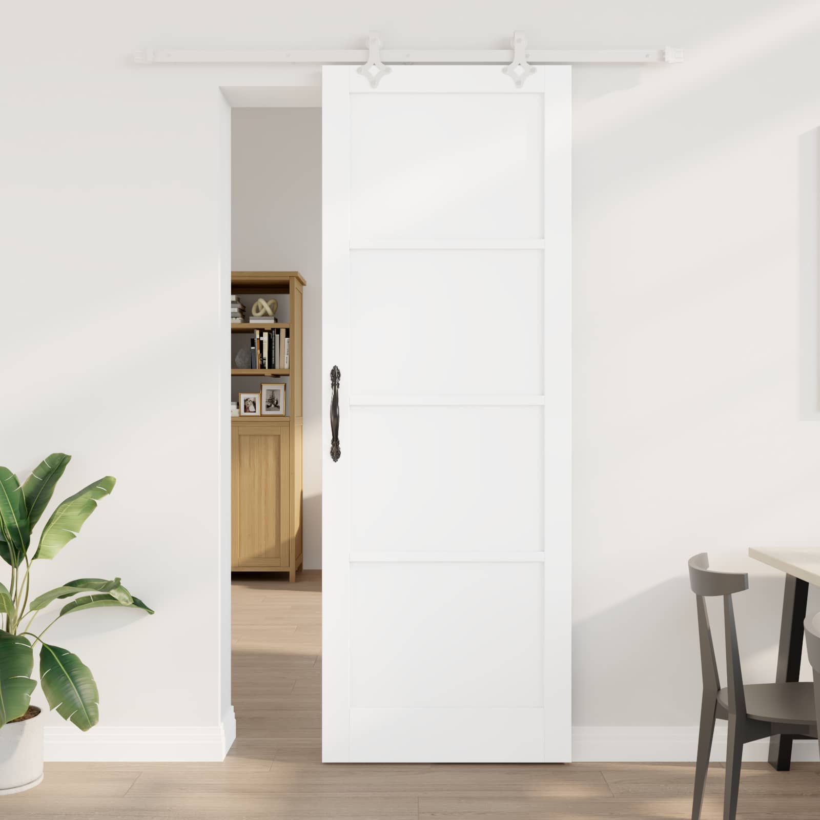 Sliding Door White 83 x 202 cm Solid Pine Wood