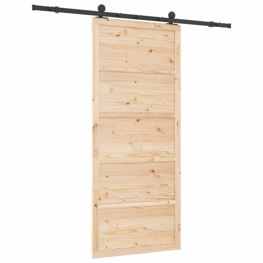 Puerta Corredera Natural 100 x 208 cm Madera de Pino Maciza