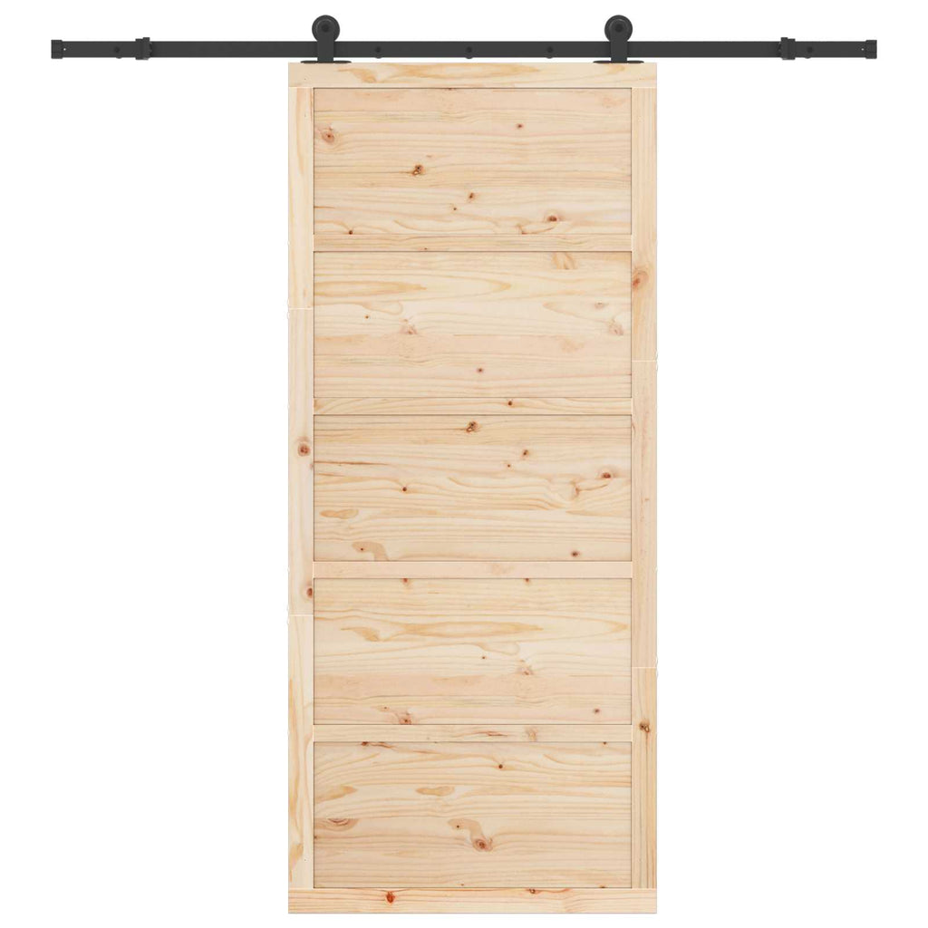 Puerta Corredera Natural 100 x 208 cm Madera de Pino Maciza