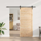 Puerta Corredera Natural 100 x 208 cm Madera de Pino Maciza