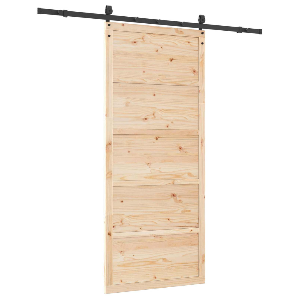 Puerta Corredera Natural 100 x 208 cm Madera de Pino Maciza