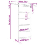 Puerta Corredera Natural 90 x 208 cm Madera de Pino Maciza