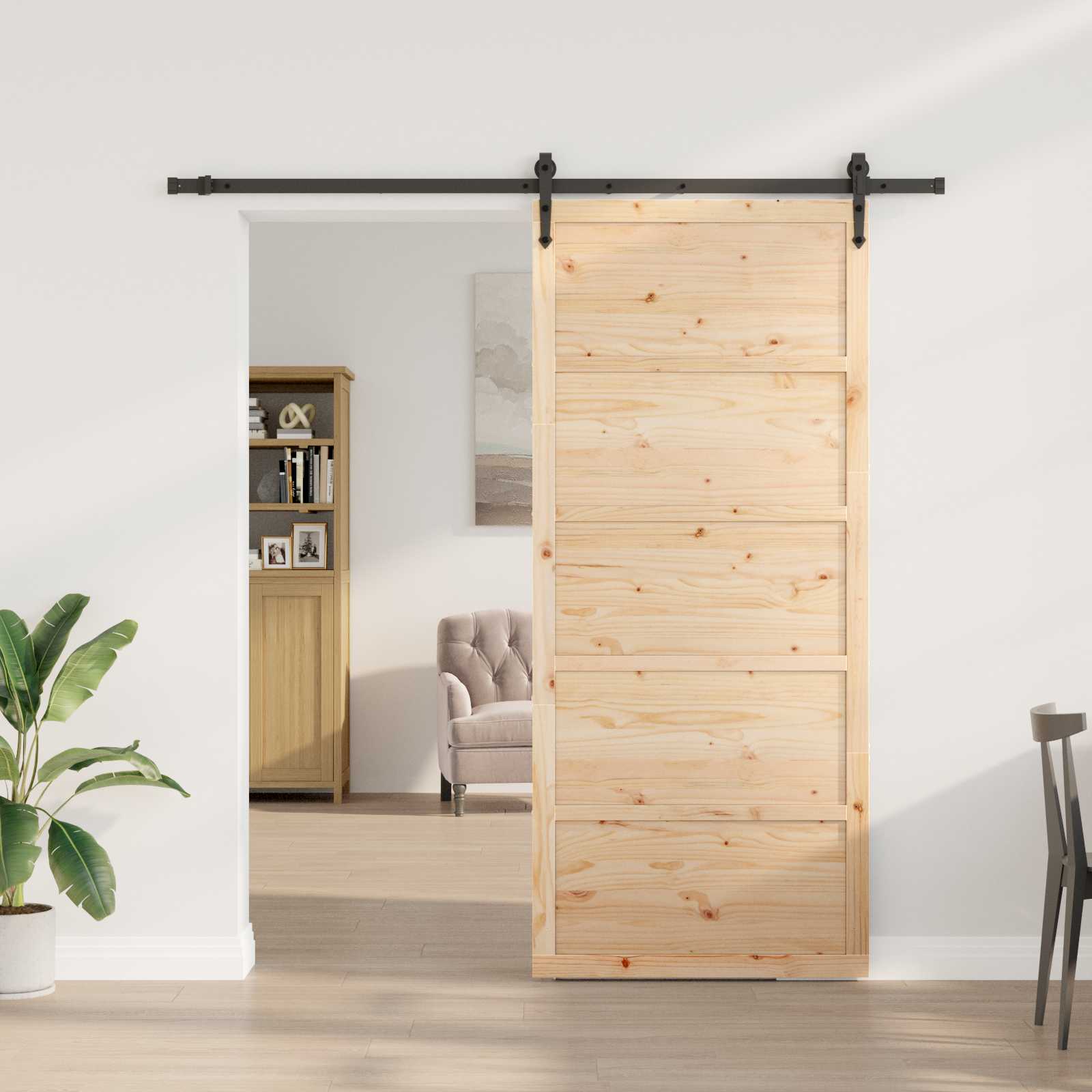 Sliding Door Natural 80 x 208 cm Solid Pine Wood