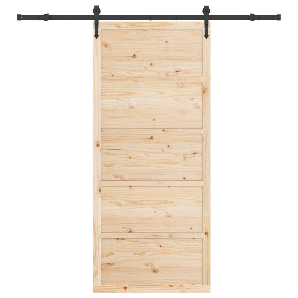 Puerta Corredera Natural 80 x 208 cm Madera de Pino Maciza