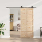 Puerta Corredera Natural 100 x 208 cm Madera de Pino Maciza
