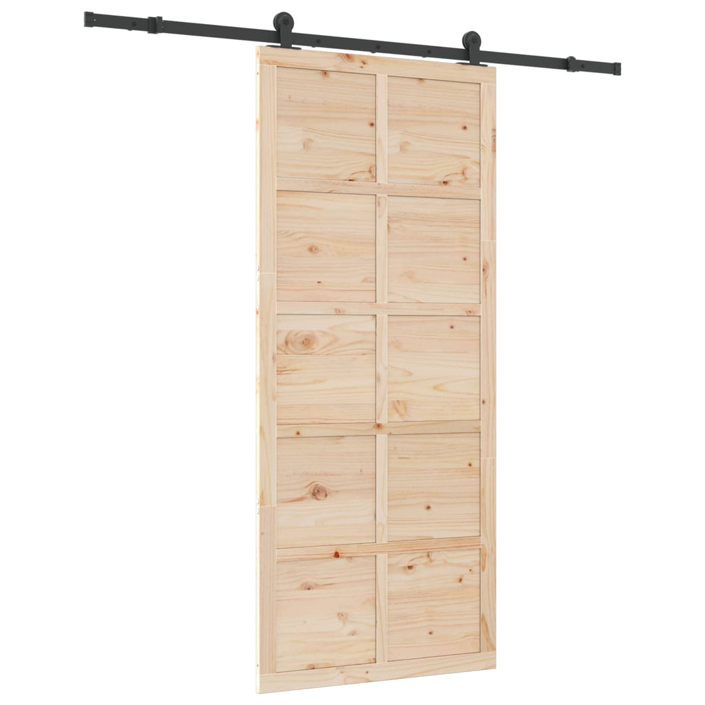 Puerta Corredera Natural 100 x 208 cm Madera de Pino Maciza
