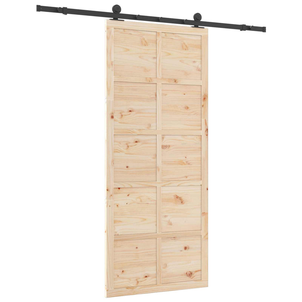 Puerta Corredera Natural 100 x 208 cm Madera de Pino Maciza