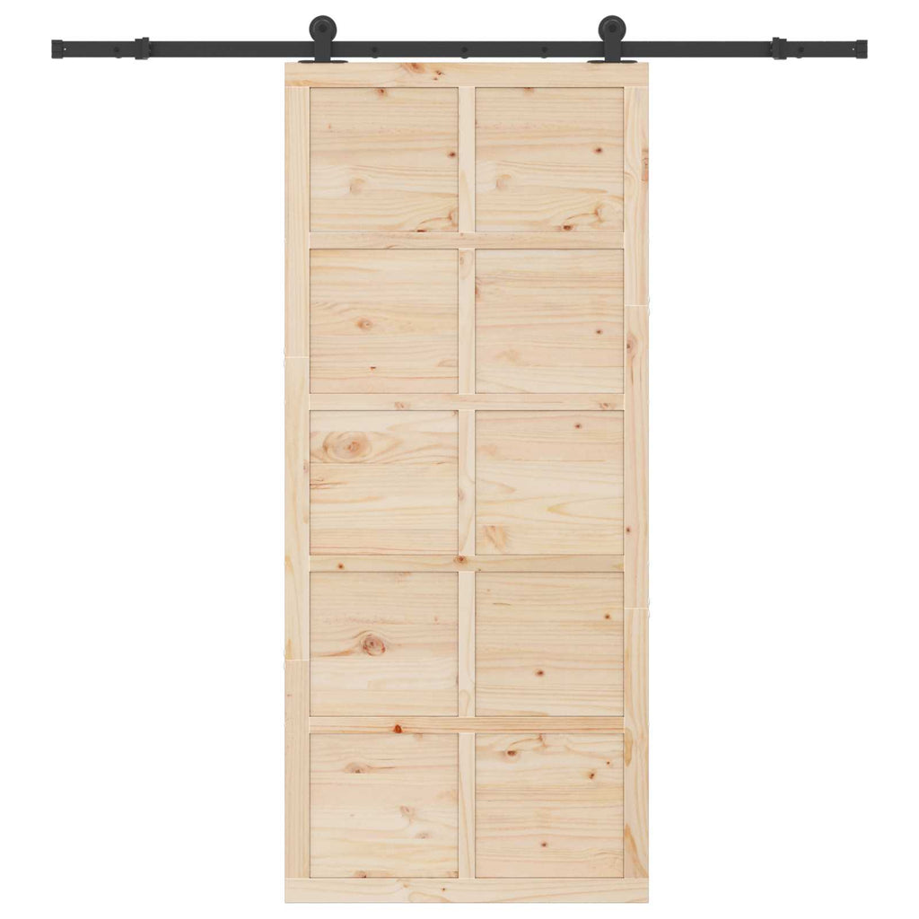 Puerta Corredera Natural 100 x 208 cm Madera de Pino Maciza
