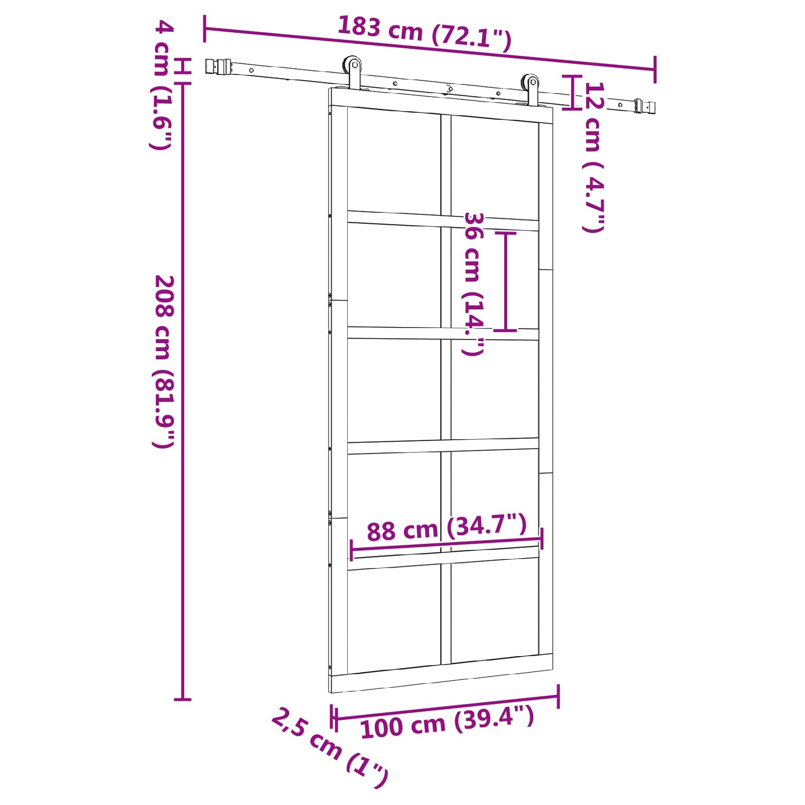Puerta Corredera Natural 100 x 208 cm Madera de Pino Maciza