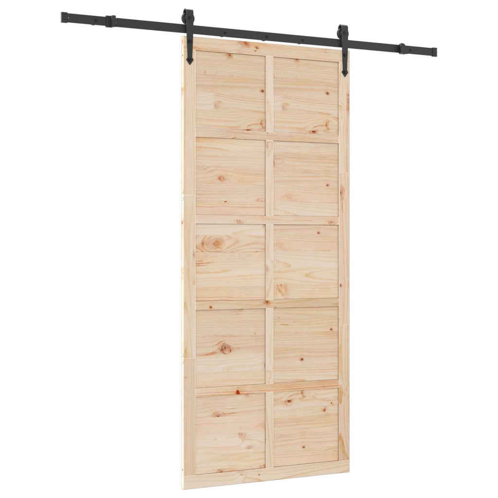 Puerta Corredera Natural 90 x 208 cm Madera de Pino Maciza