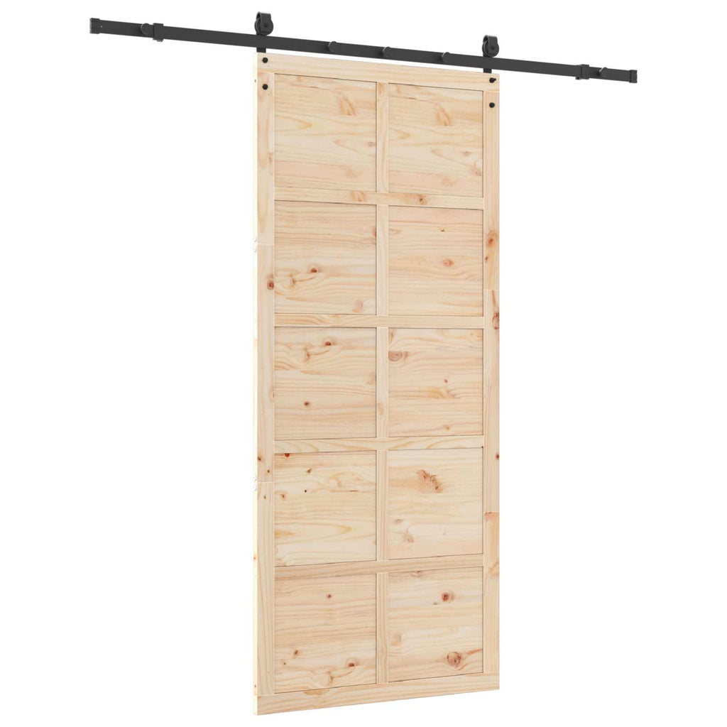 Puerta Corredera Natural 80 x 208 cm Madera de Pino Maciza