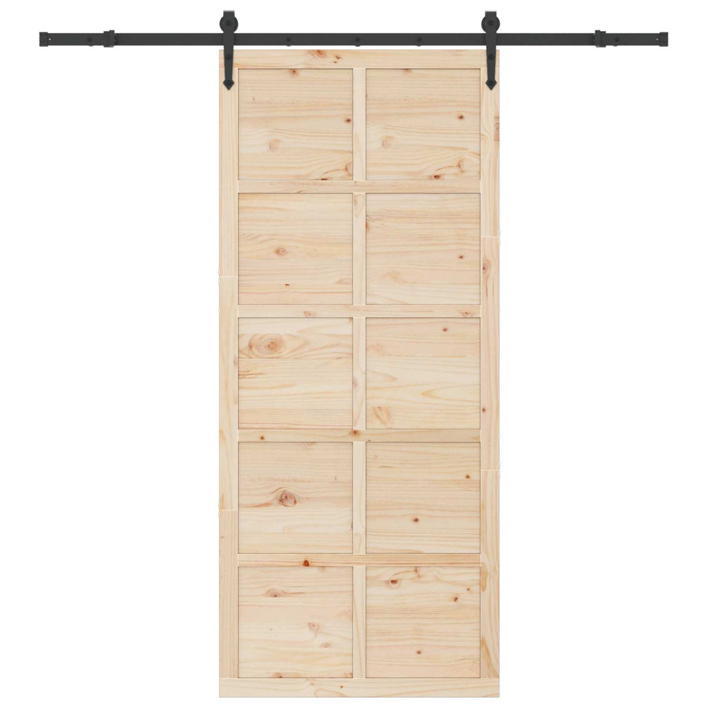 Puerta Corredera Natural 80 x 208 cm Madera de Pino Maciza