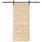 Puerta Corredera Natural 80 x 208 cm Madera de Pino Maciza