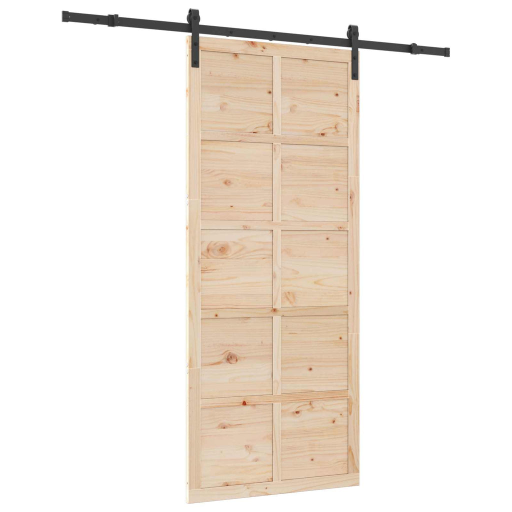Puerta Corredera Natural 100 x 208 cm Madera de Pino Maciza
