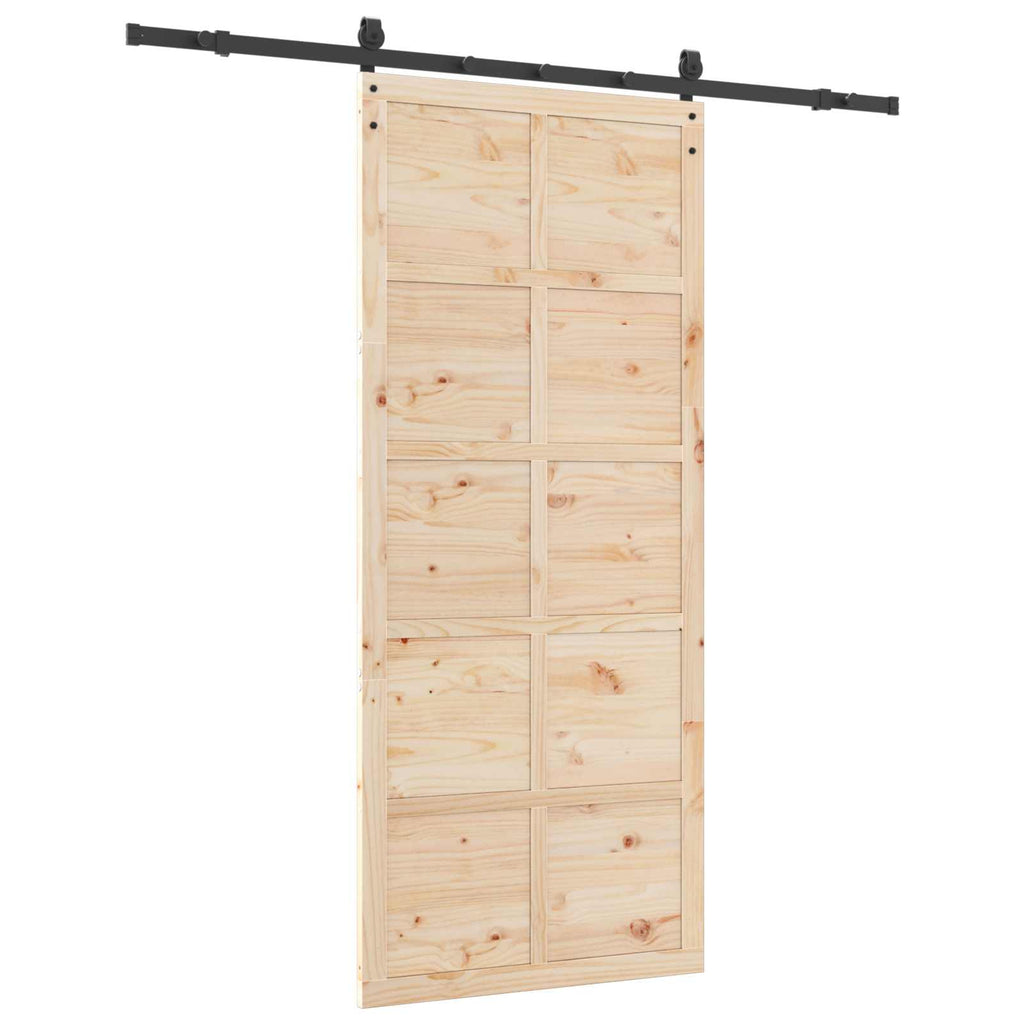 Puerta Corredera Natural 100 x 208 cm Madera de Pino Maciza