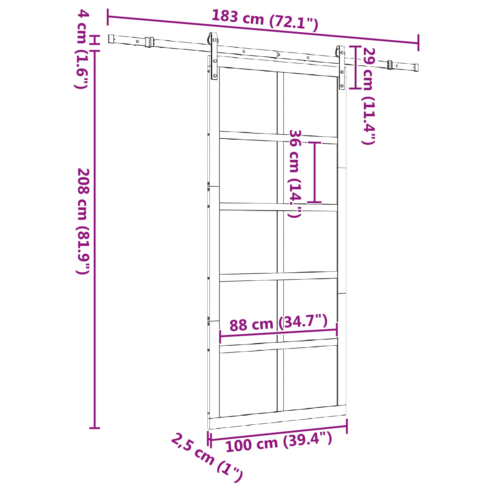 Puerta Corredera Natural 100 x 208 cm Madera de Pino Maciza