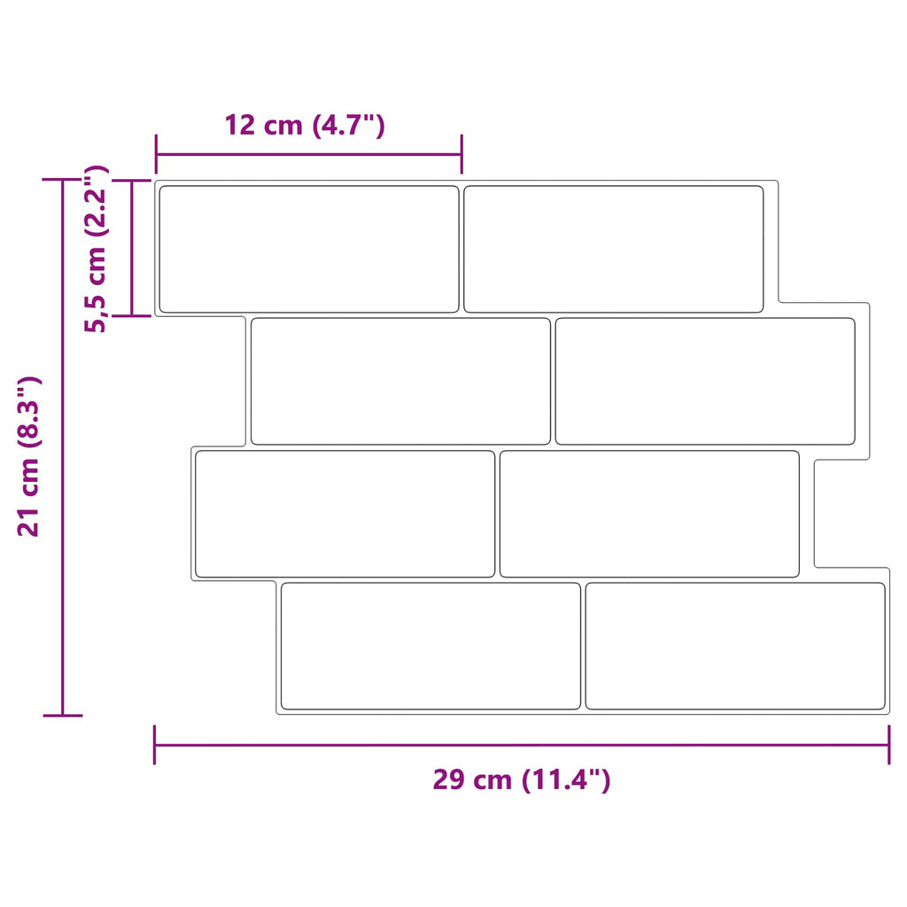 Azulejo de metro 10 pcs 29 x 21 cm Poliuretano y PET