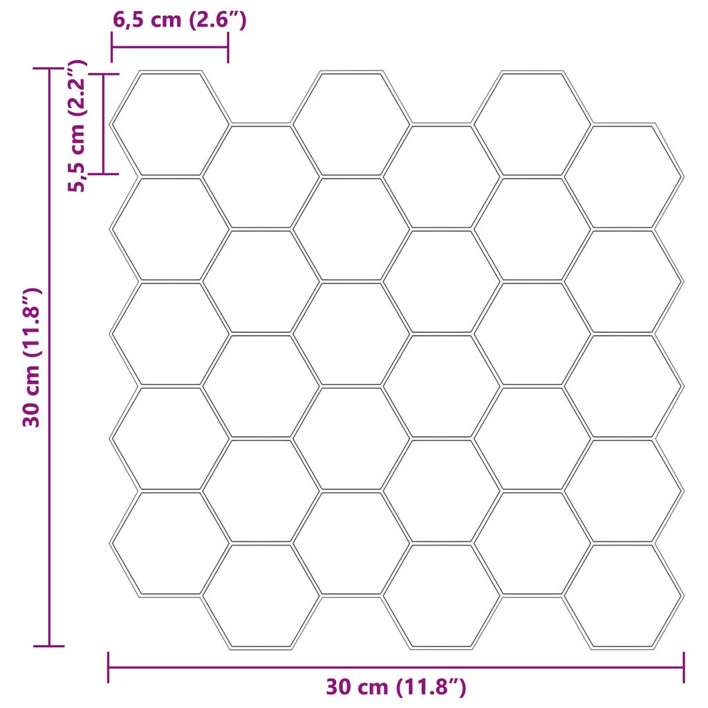 Azulejo hexagonal 10 pcs 30 x 30 cm Poliuretano y PET