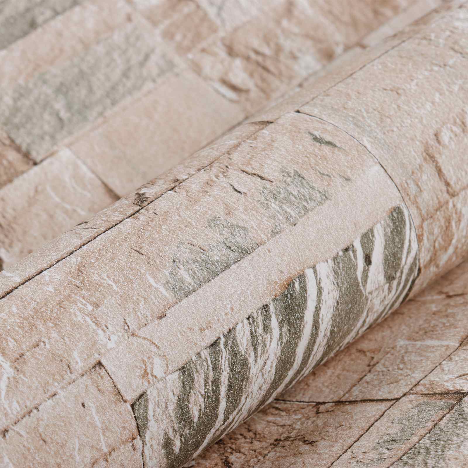 Papel tapiz 3D de piedra Beige 10 x 0,53 m Tela no tejida