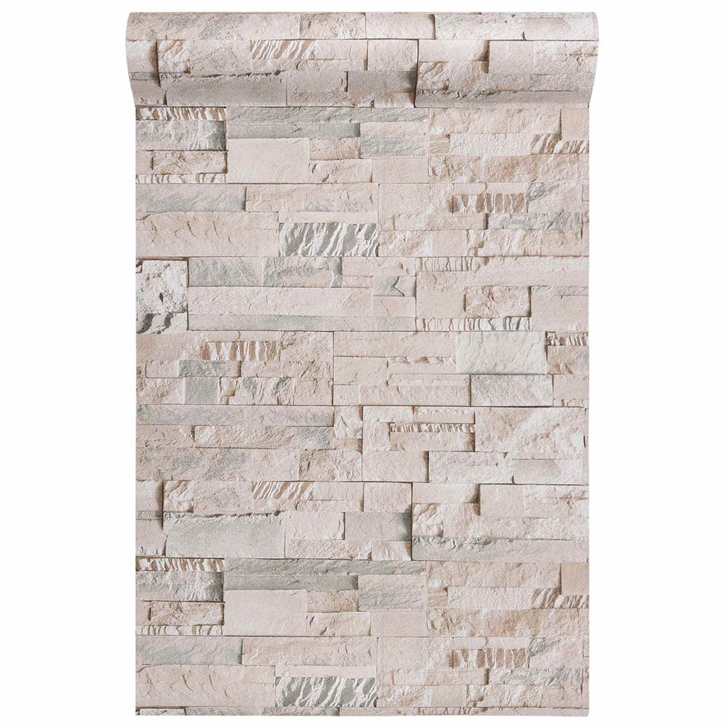 3D Beige Stone Wallpaper 10 x 0.53 m Non-woven fabric