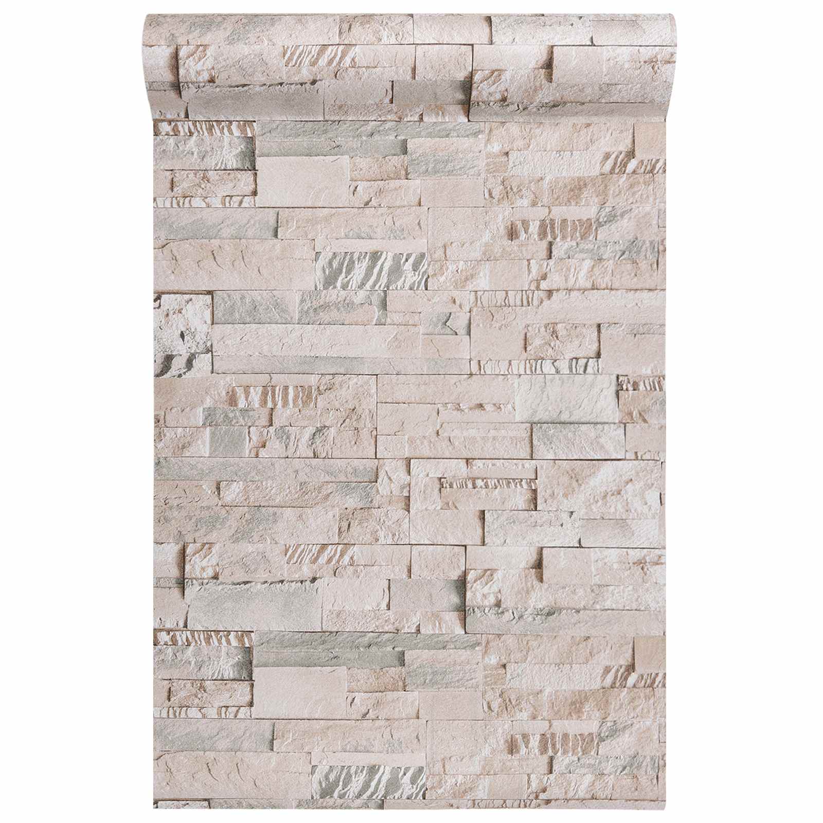 Papel tapiz 3D de piedra Beige 10 x 0,53 m Tela no tejida