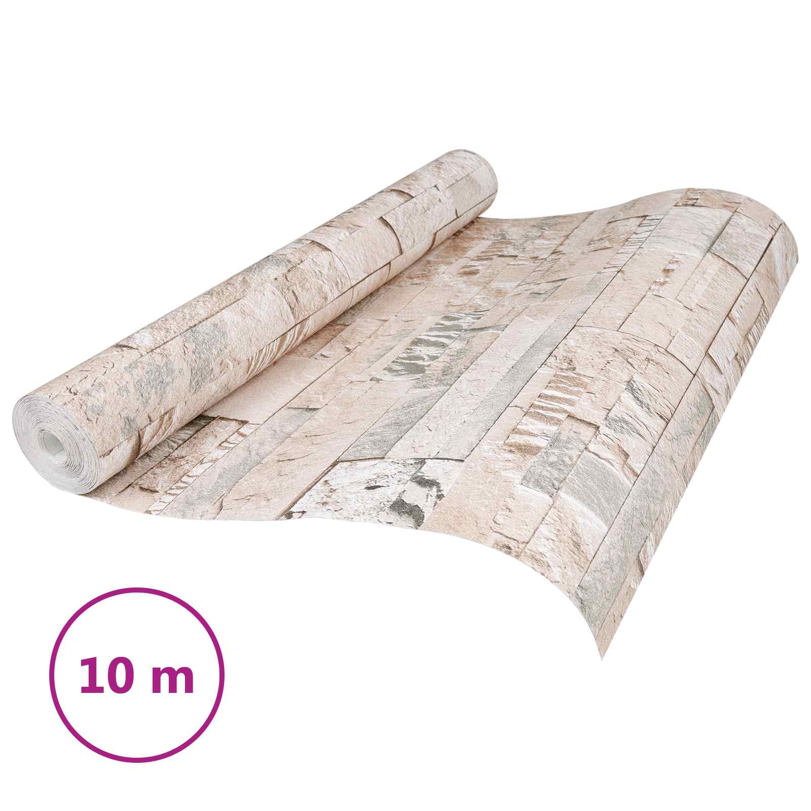 Papel tapiz 3D de piedra Beige 10 x 0,53 m Tela no tejida