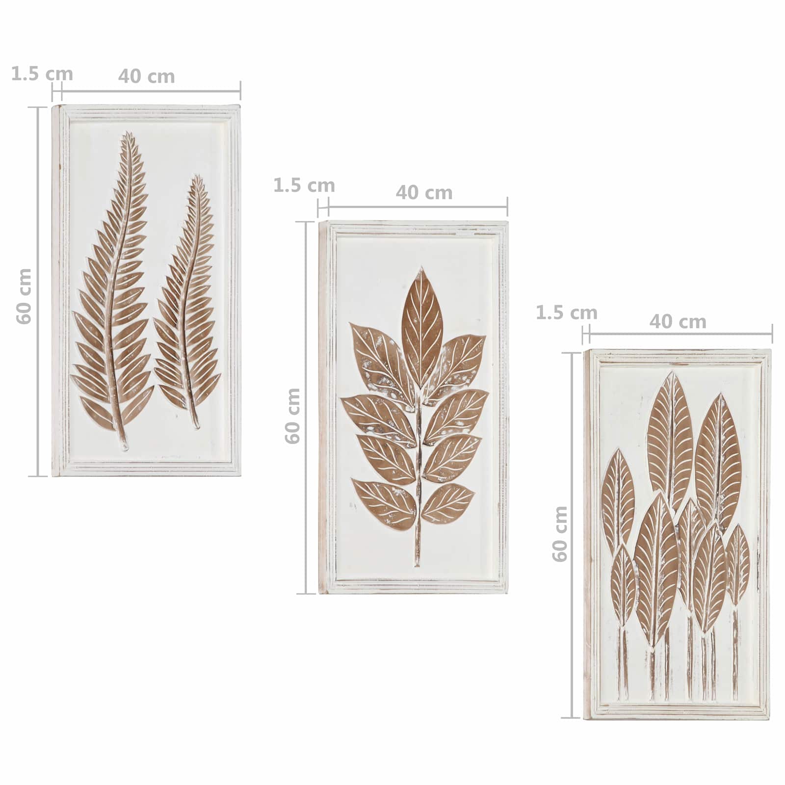 Decoración artística 3 pcs Marrón y 40 x 40 x 1,5 cm