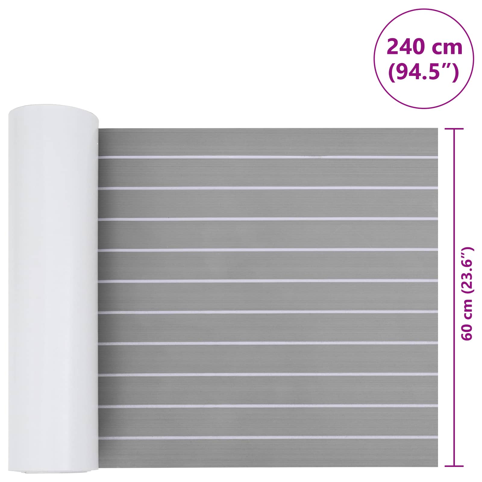 Alfombra para Barcos Gris claro y blanco. 240 x 60 cm EVA