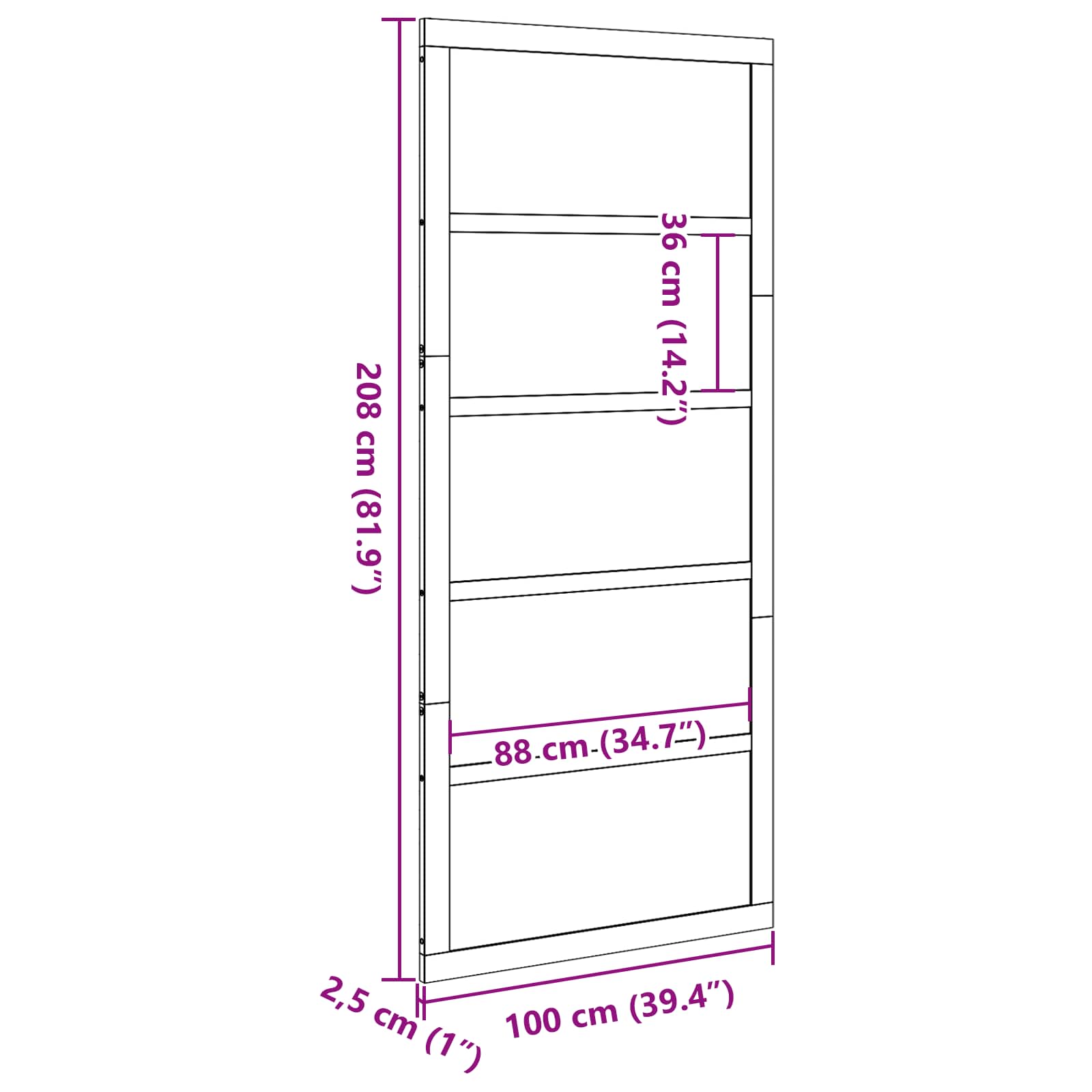 Puerta Corrediza Blanco 100 x 2,5 x 208 cm