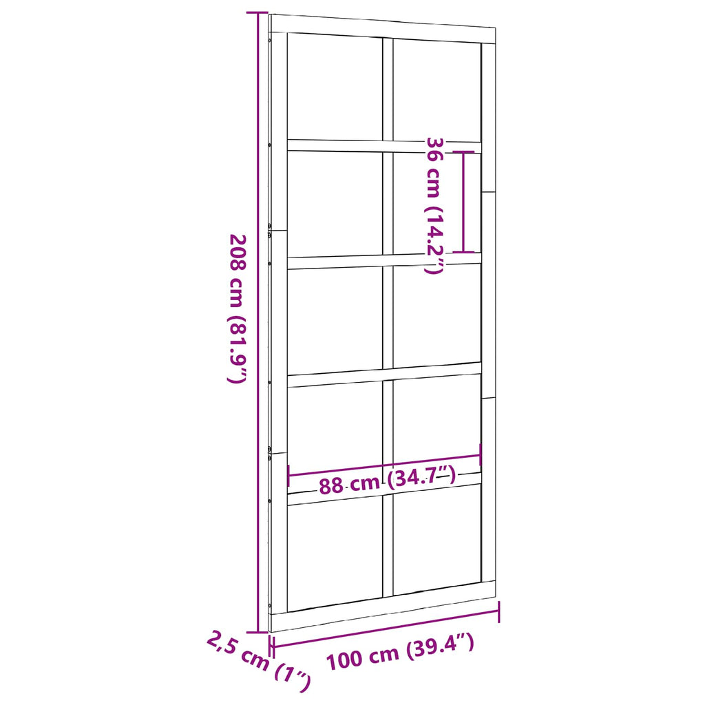 Puerta Corrediza 100 x 2,5 x 208 cm Madera de Pino Maciza