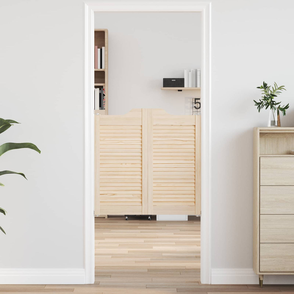 Swing Doors 2 pcs White Solid Pine Wood
