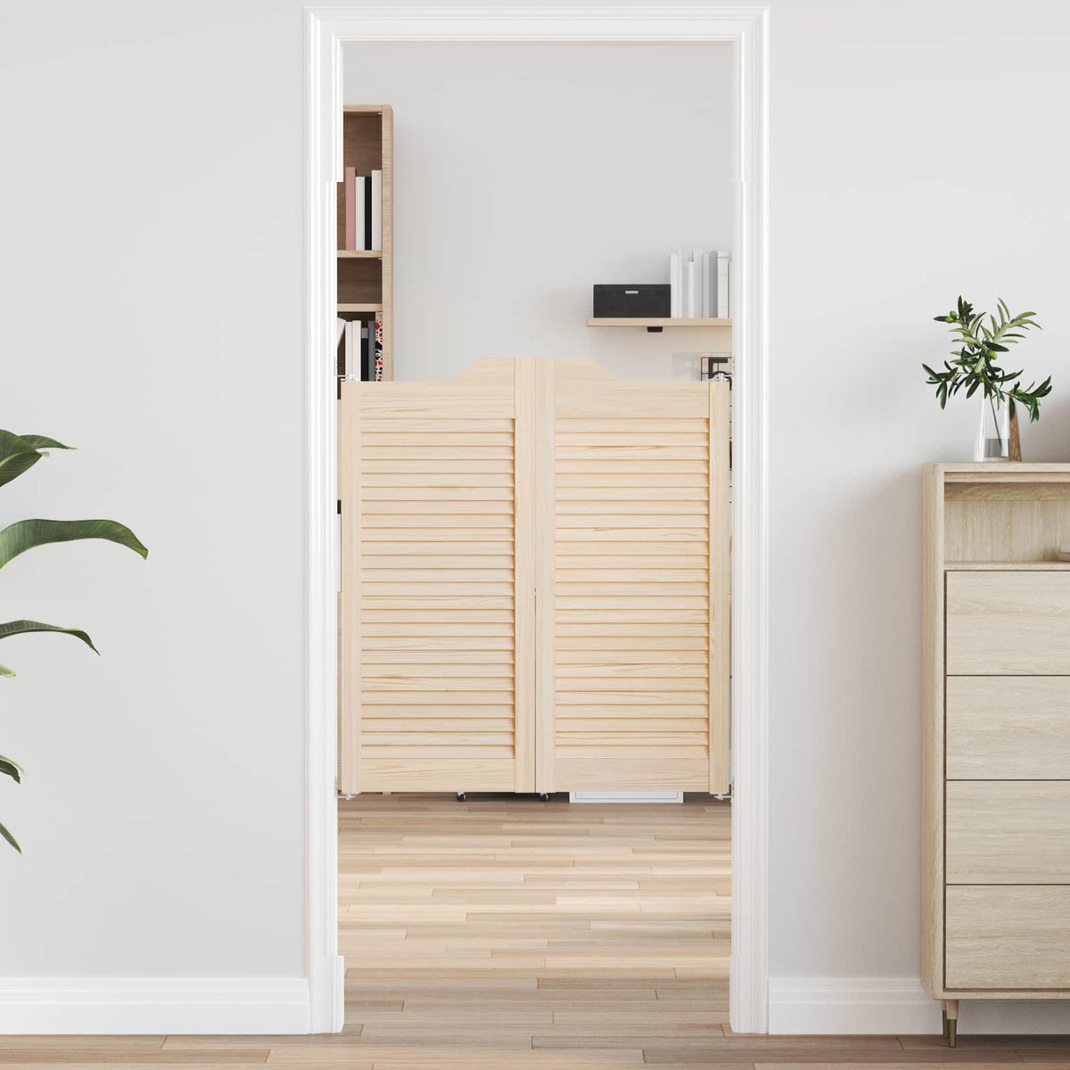 Swing Doors 2 pcs White Solid Pine Wood