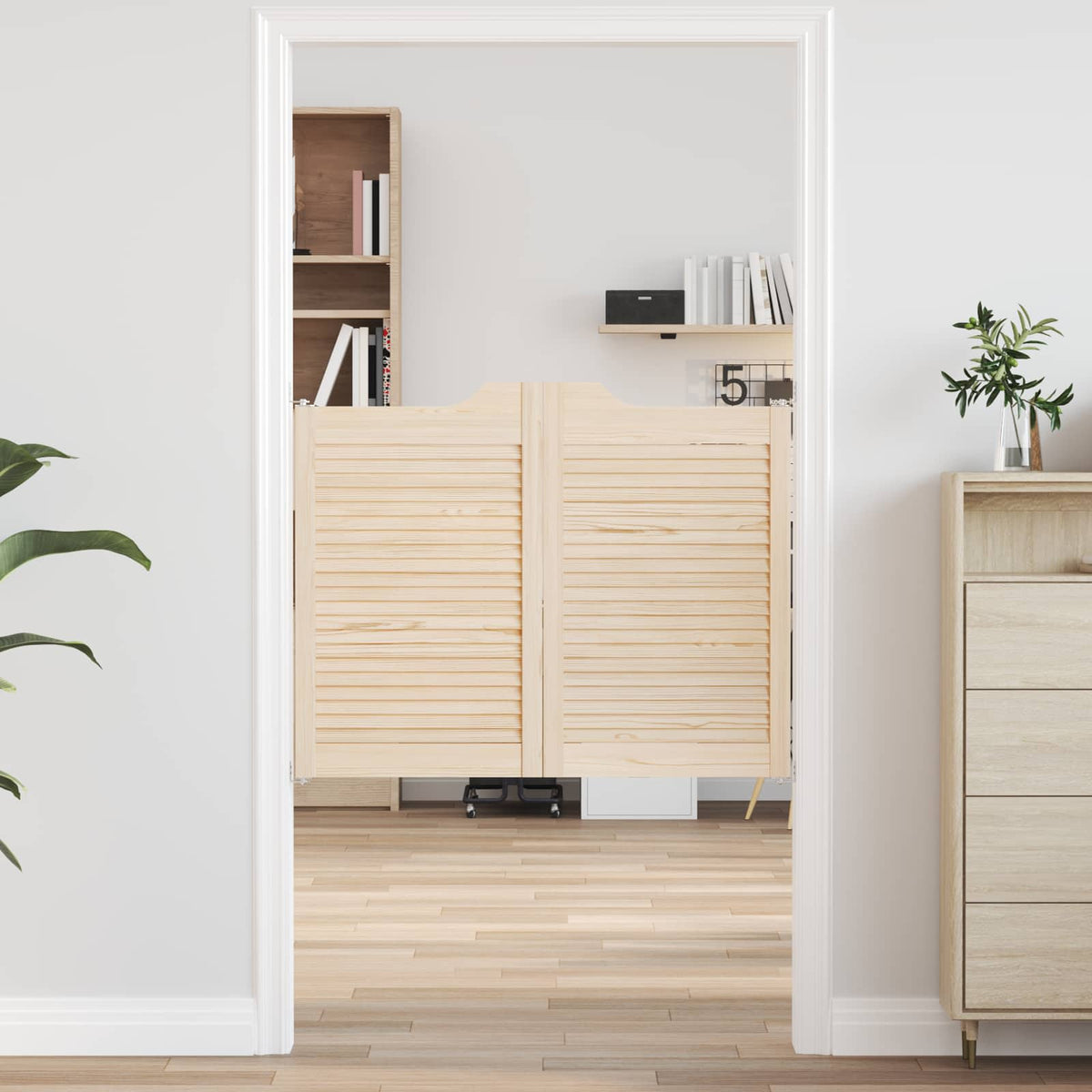 Swing Doors 2 pcs White Solid Pine Wood