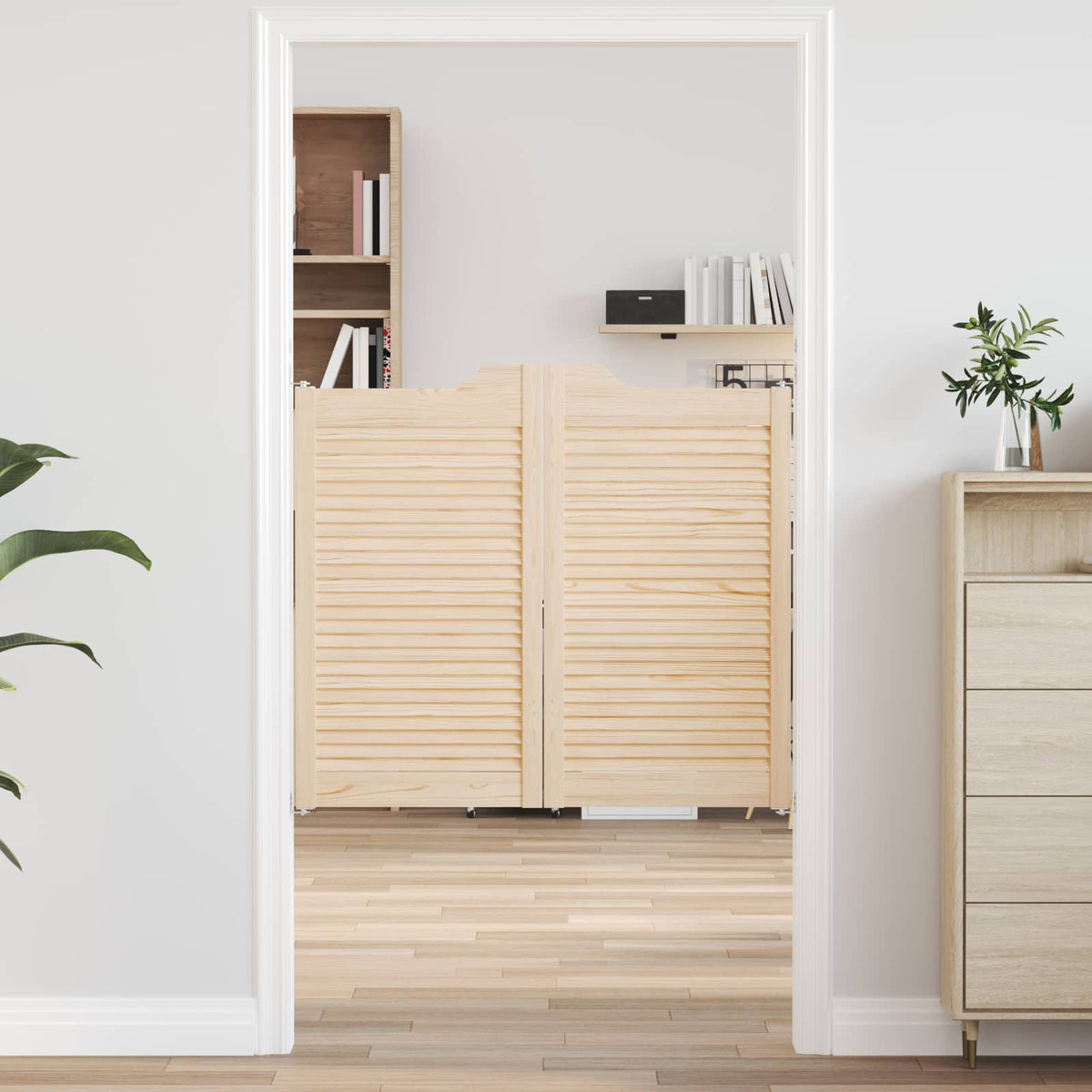 Swing Doors 2 pcs White Solid Pine Wood