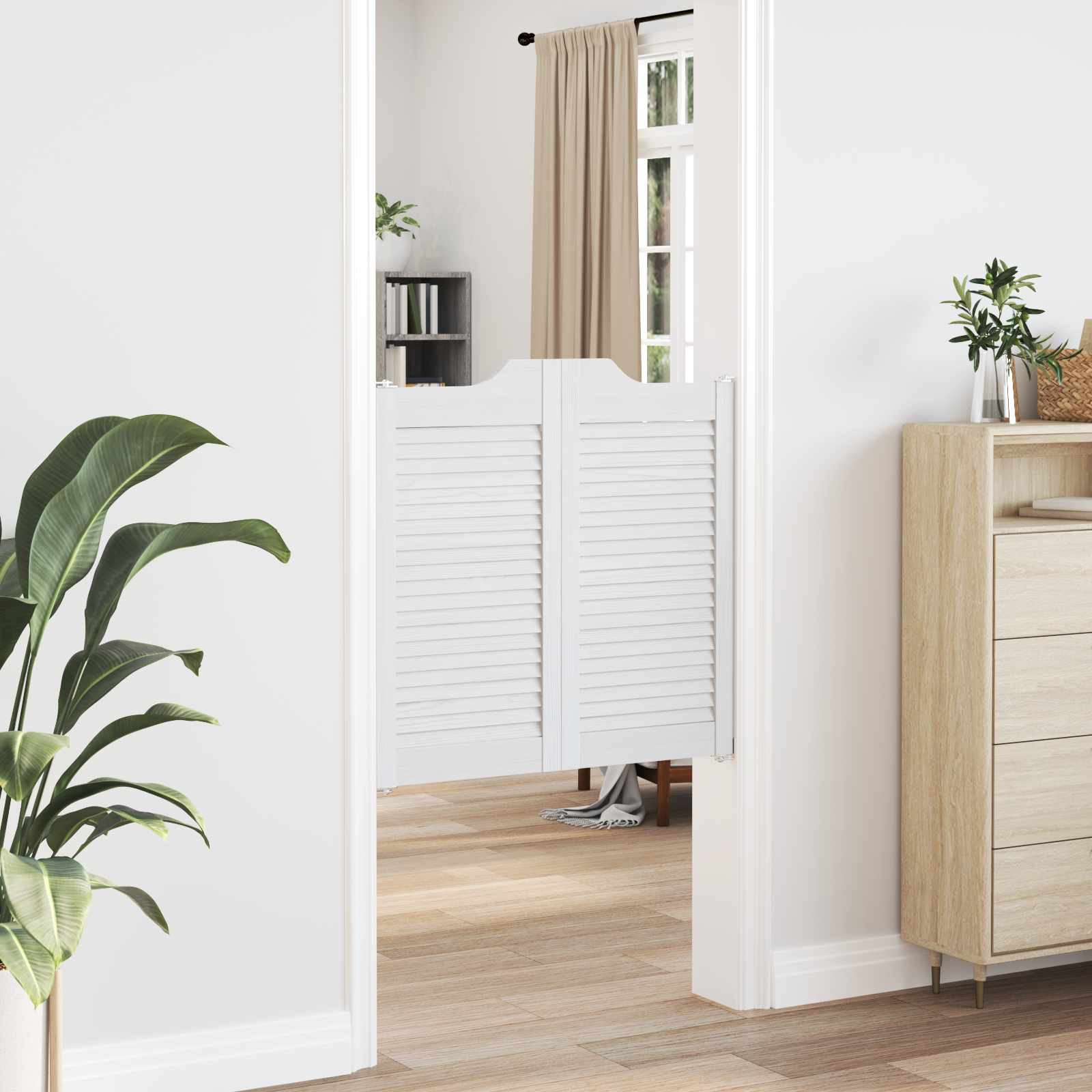 Puertas batientes 2 pcs Blanco Madera de Pino Maciza