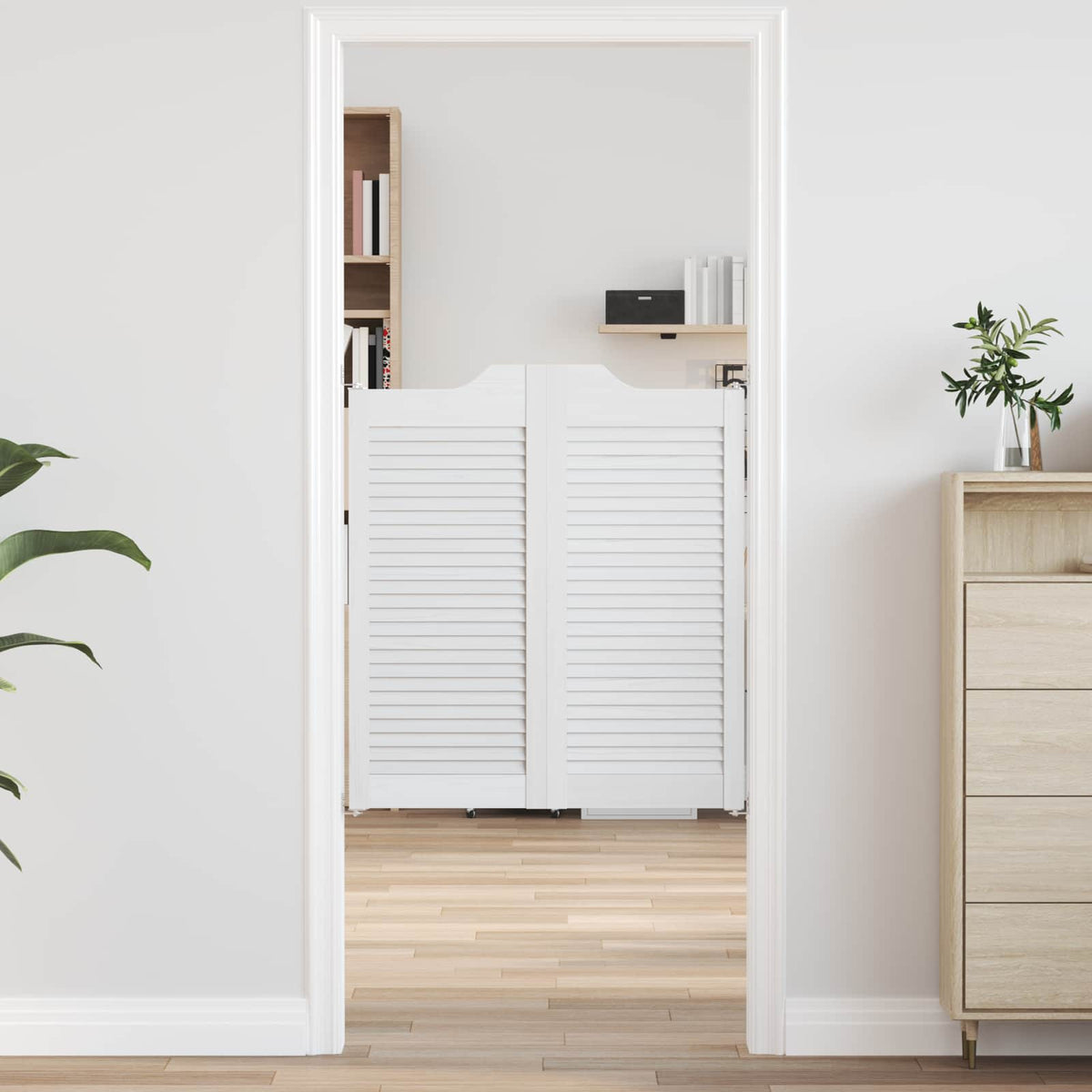 Swing Doors 2 pcs White Solid Pine Wood