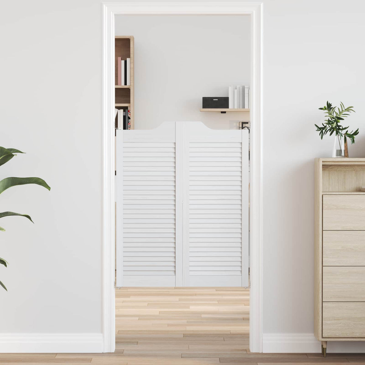 Swing Doors 2 pcs White Solid Pine Wood