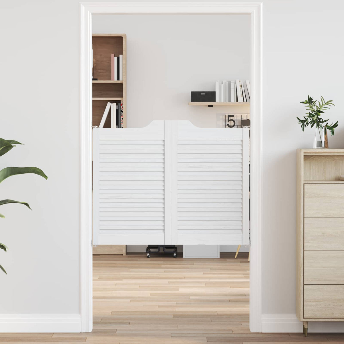 Swing Doors 2 pcs White Solid Pine Wood
