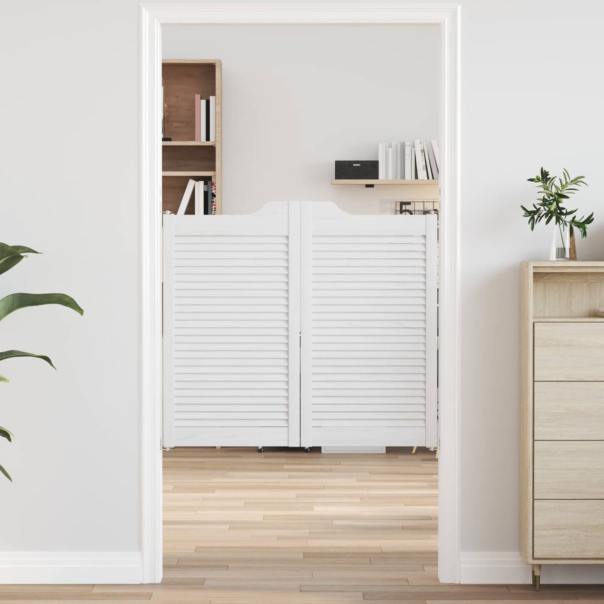 Swing Doors 2 pcs White Solid Pine Wood